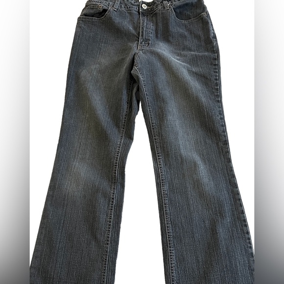 COLDWATER CREEK Faded Black Denim Stretchy Bootcut Full Length Jeans Sz 8 32x31 - Picture 2 of 7